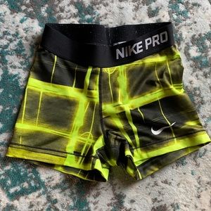 Nike pro neon and black shorts
